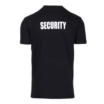 Zwart security T shirt met opdruk voor en achter